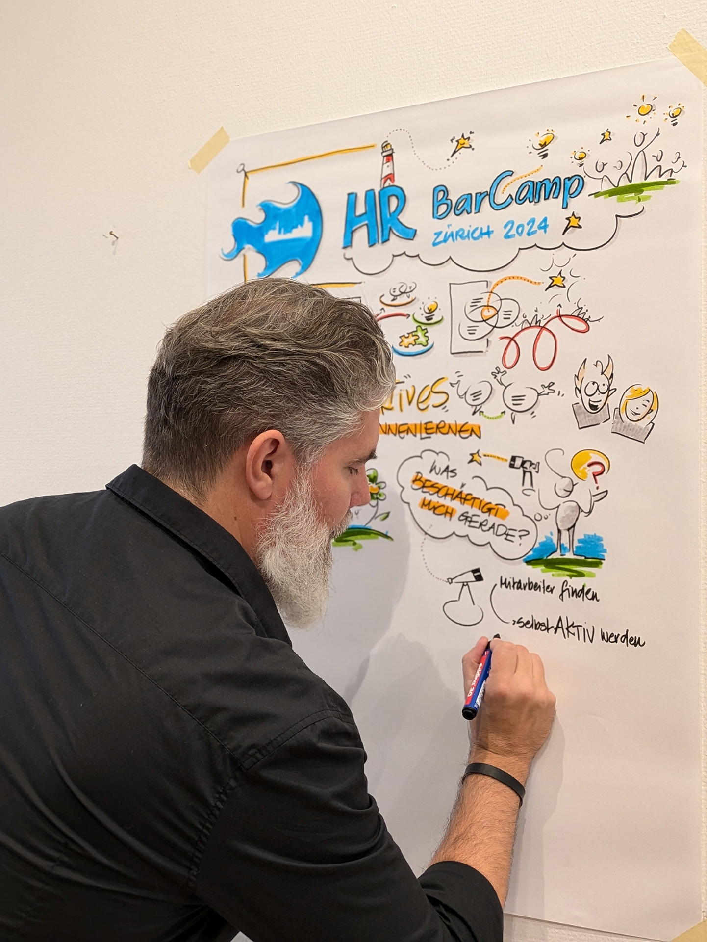 Graphic Recorder Patrick Stahel hat die Quintessenz der Erkenntnisse blitzschnell umgesetzt.