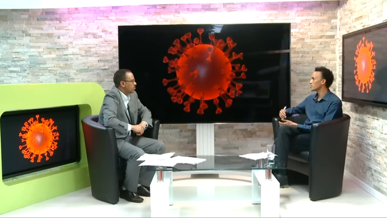 Beispiel der Zusammenarbeit mit dem Eritreischen Medienbund: Talkshow mit Million Abraha, Epidemiologe am Inselspital Bern.