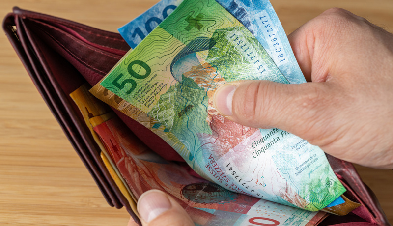 Geld Franken Portemonaie Web